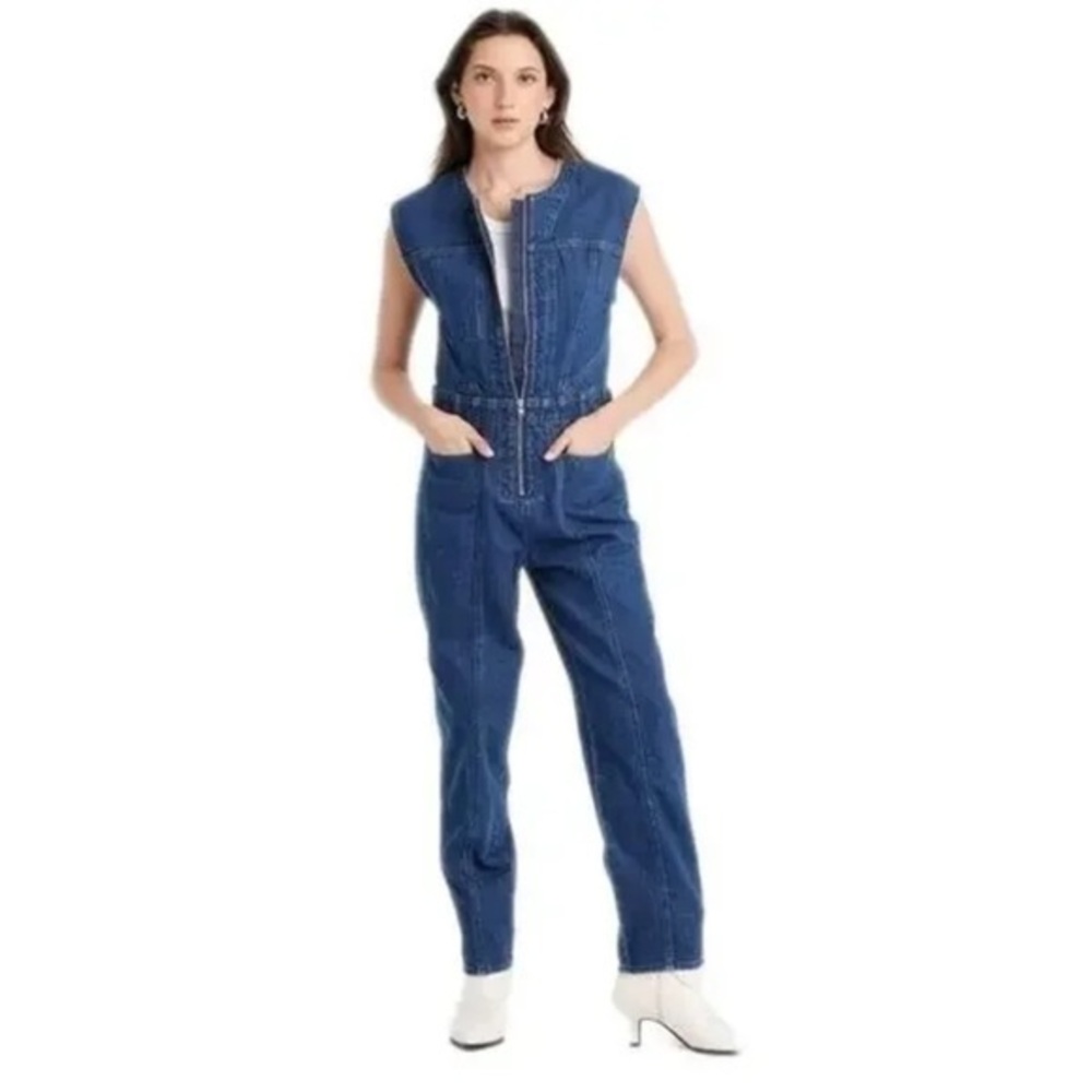 NWT Universal Thread - Women's Tailored Denim Jumpsuit Dark Wash